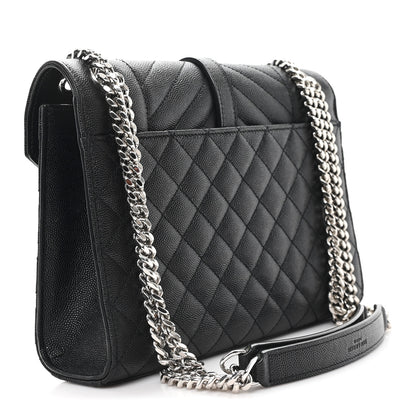 Saint Laurent Grain De Poudre Textured Mixed Matelasse Triquilt Medium Monogram Satchel Black 3 of 10