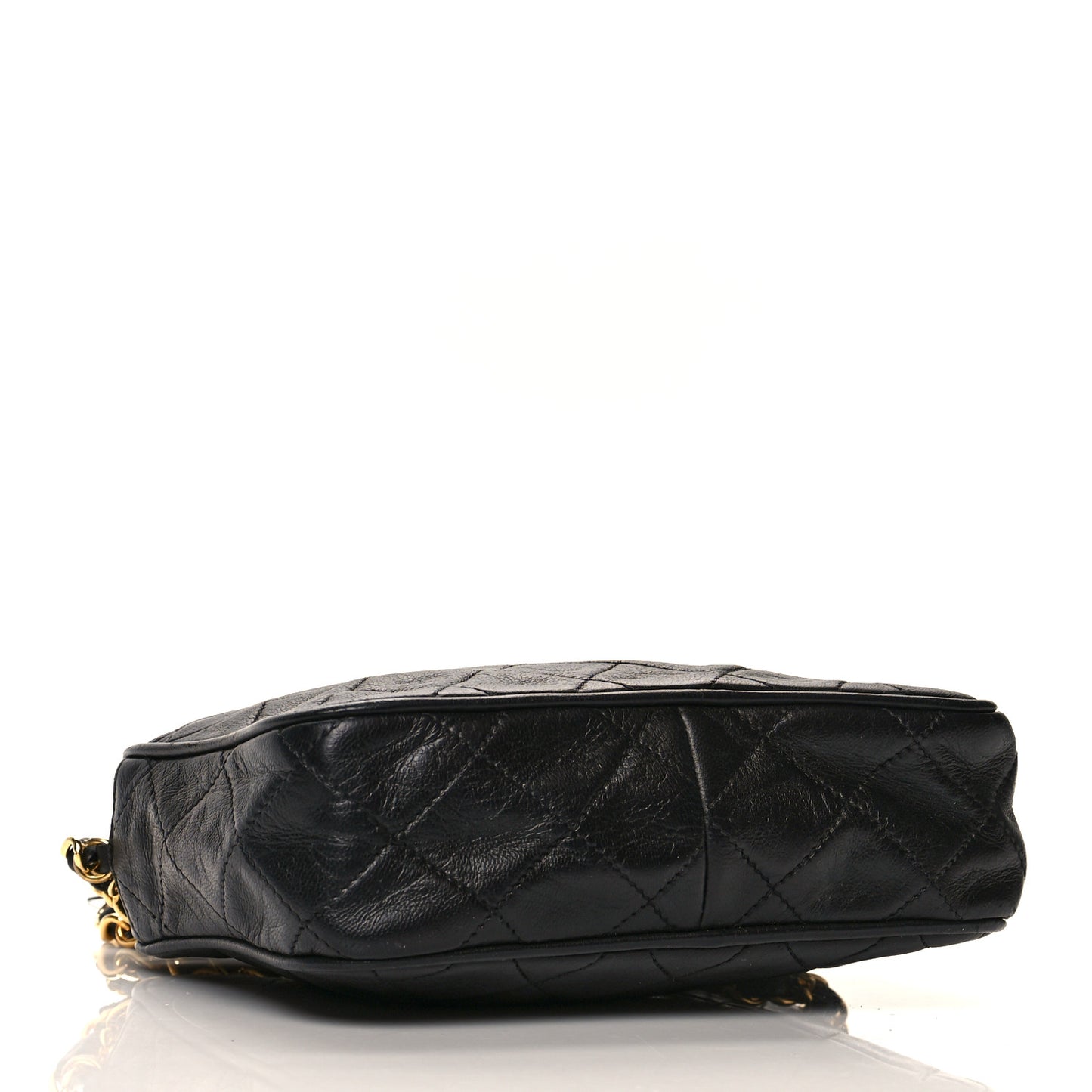 Lambskin Quilted Tassel Camera Case Black