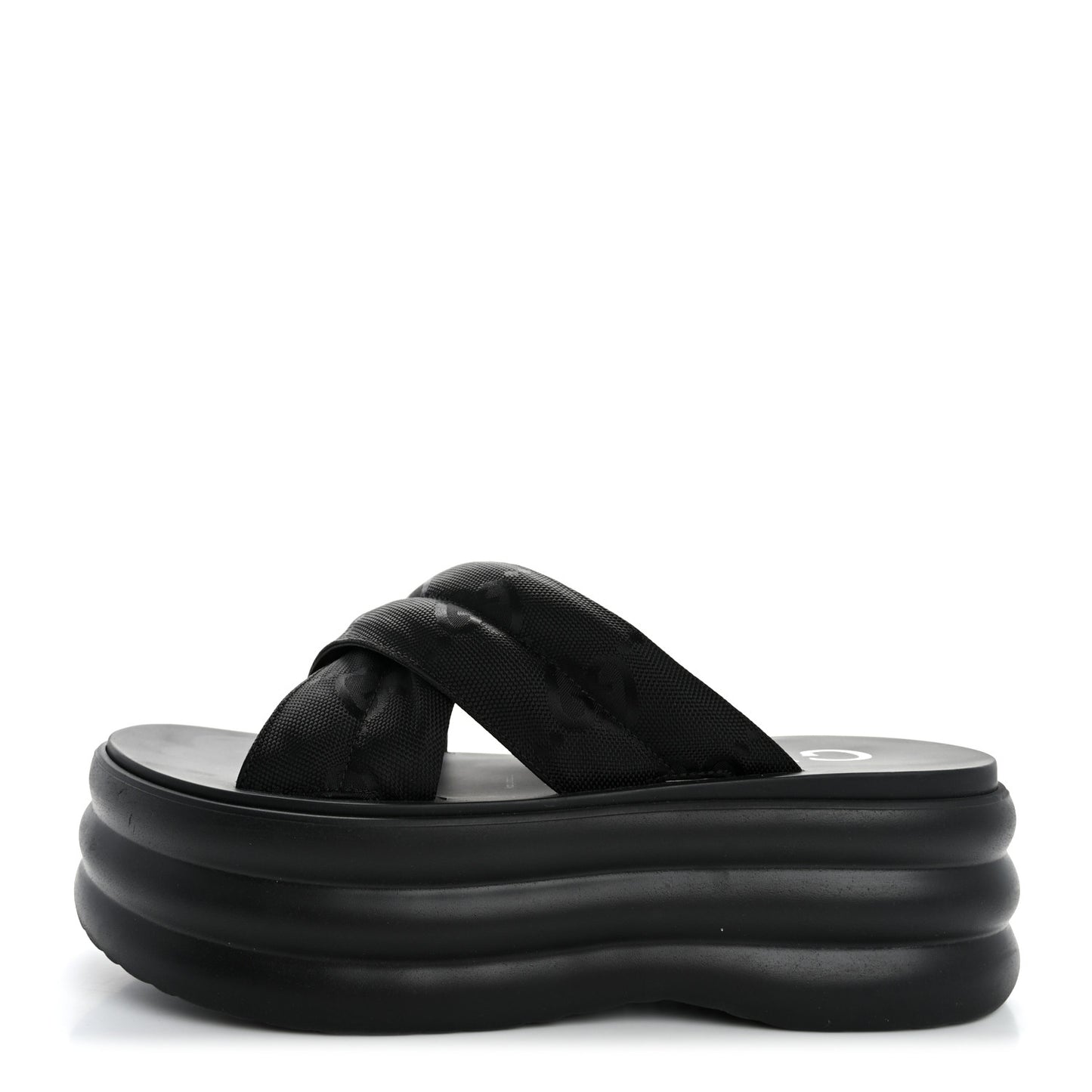 GG Nylon Platform Slide Sandals 39 Black