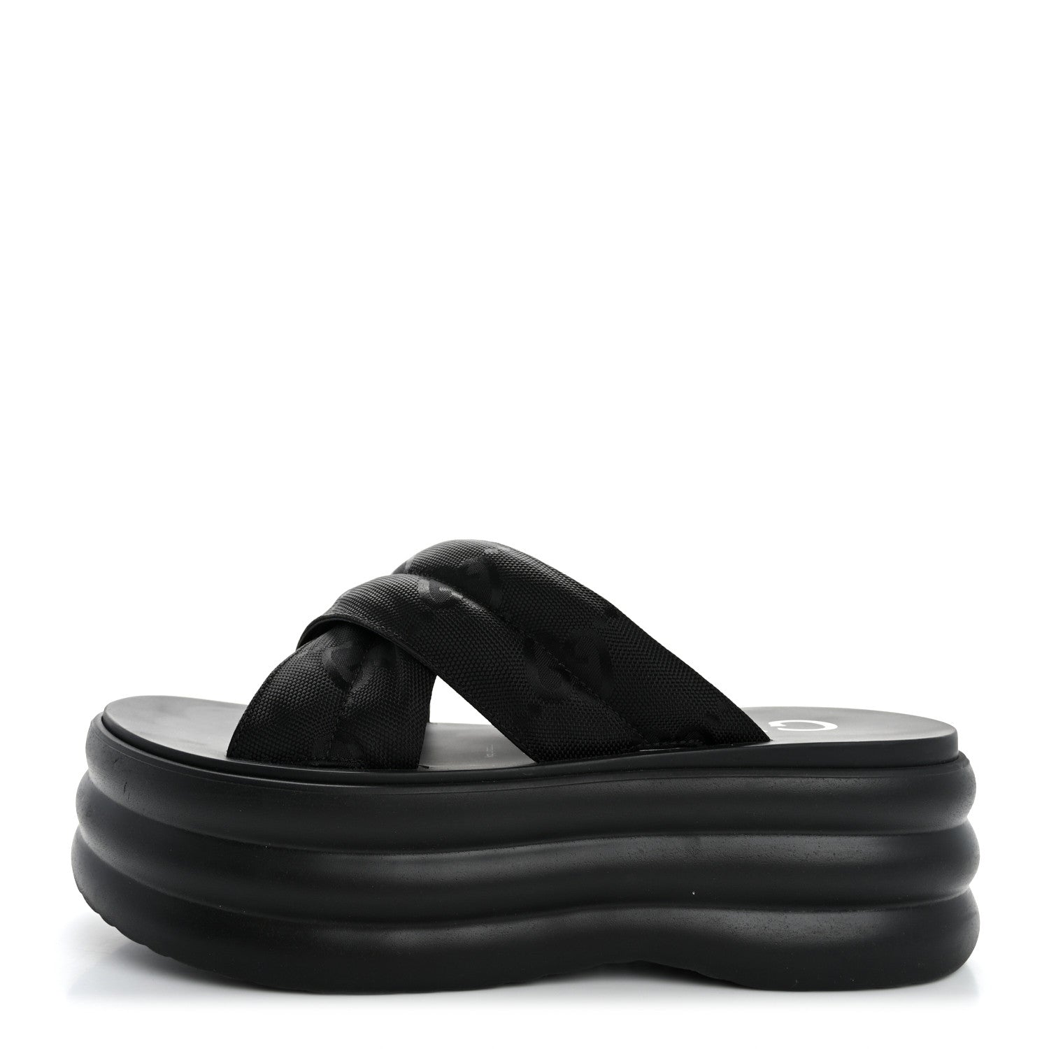 Gucci GG Nylon Platform Slide Sandals 39 Black 1 of 9