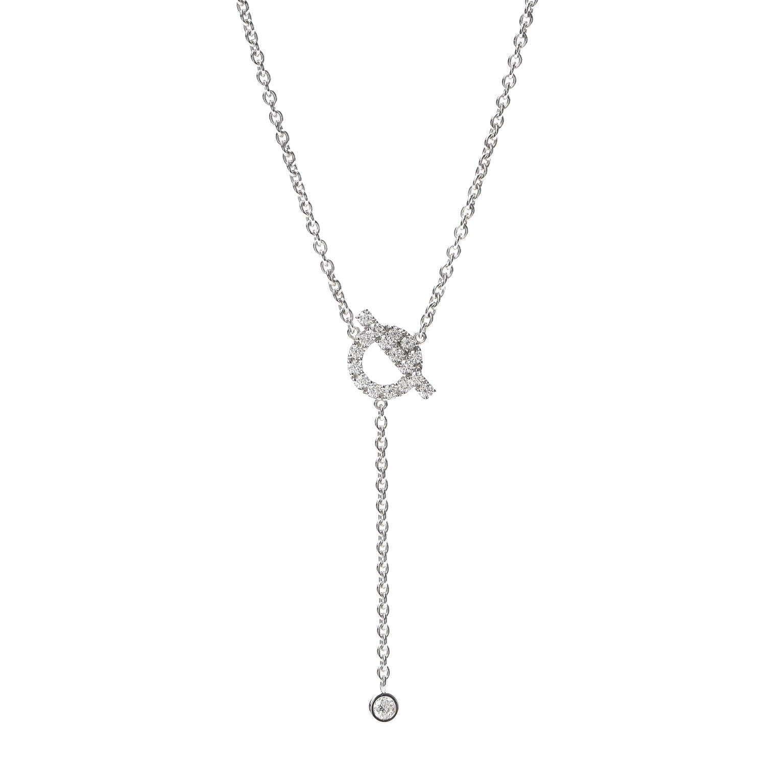Hermes 18K White Gold Diamond Finesse Lariat Necklace 1 of 6