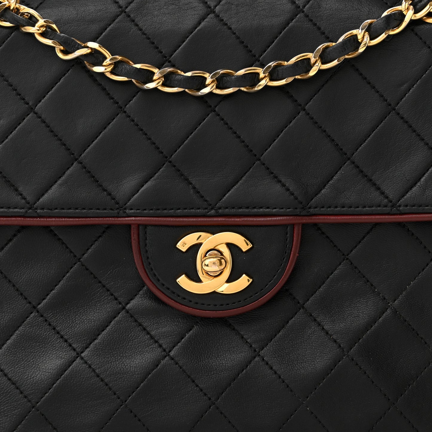 Lambskin Quilted Bi-Color Small Single Flap Black