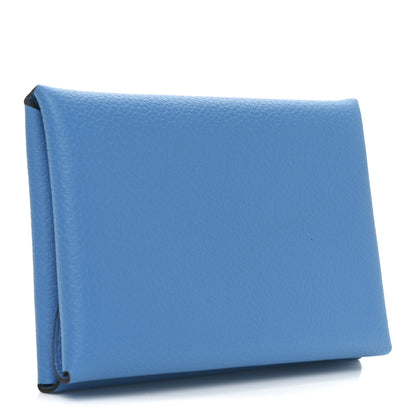 Hermes Evercolor Calvi Duo Card Case Bleu Zanzibar 3 of 7