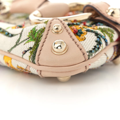 Gucci Canvas Flora Floral Beaded Small Horsebit Chain Clutch White Multicolor 10 of 13
