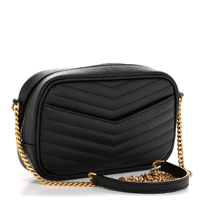 Saint Laurent Grain De Poudre Matelasse Monogram Mini Lou Camera Bag Black 3 of 11