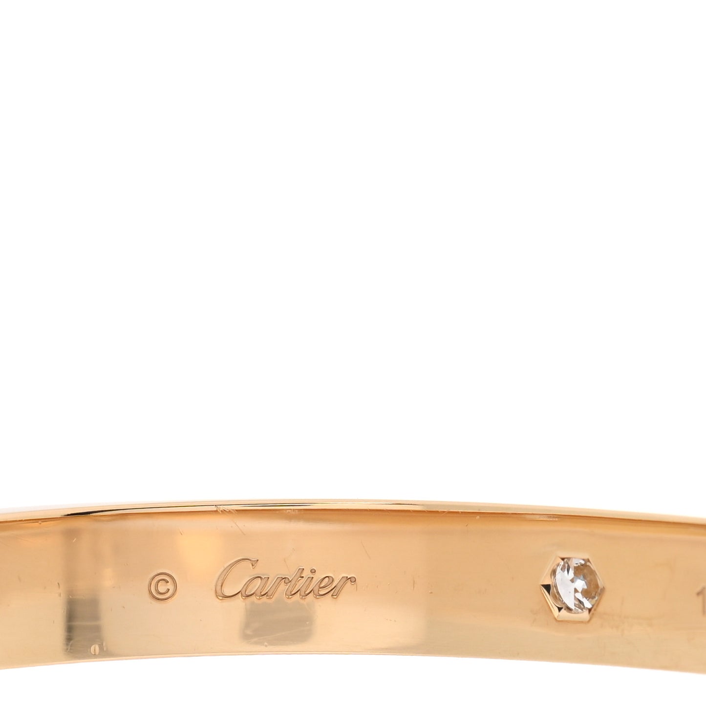 18K Yellow Gold 4 Diamond LOVE Bracelet 17