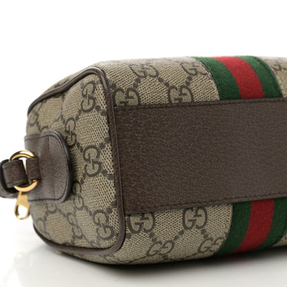 Gucci GG Supreme Monogram Textured Dollar Calfskin Web Super Mini Ophidia Top Handle Bowler Bag Beige Ebony New Acero 9 of 11