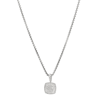 David Yurman Sterling Silver Diamond Pave 7mm Petite Albion Pendant Necklace 1 of 4