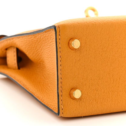 Hermes Chevre Mysore Mini Kelly Sellier 20 Jaune D'or 9 of 10