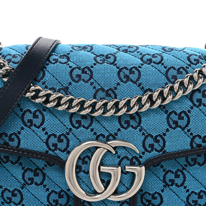 Gucci Monogram Multicolor Matelasse Diagonal Small GG Marmont Shoulder Bag Light Blue 8 of 10