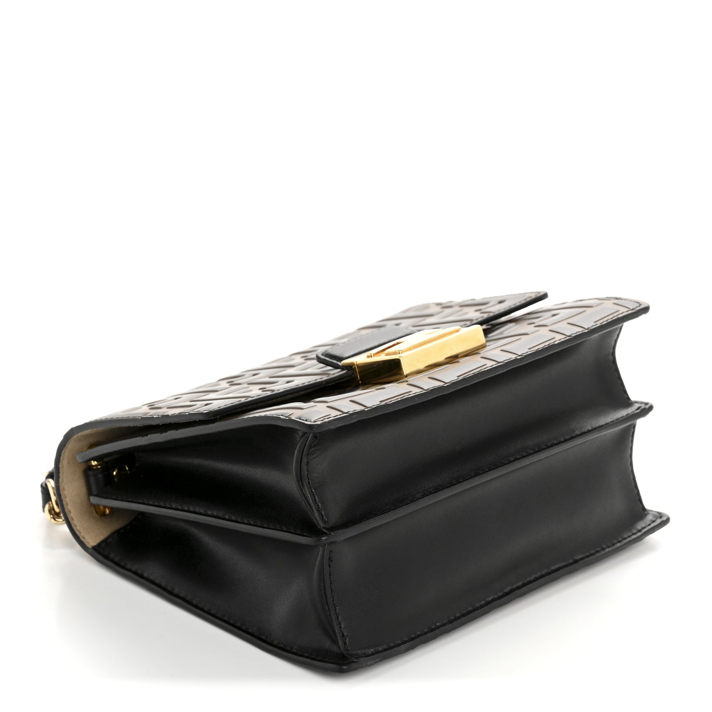 Vitello Liberty Bi-Color FF 1974 Embossed Small Kan U Shoulder Bag Maya Black