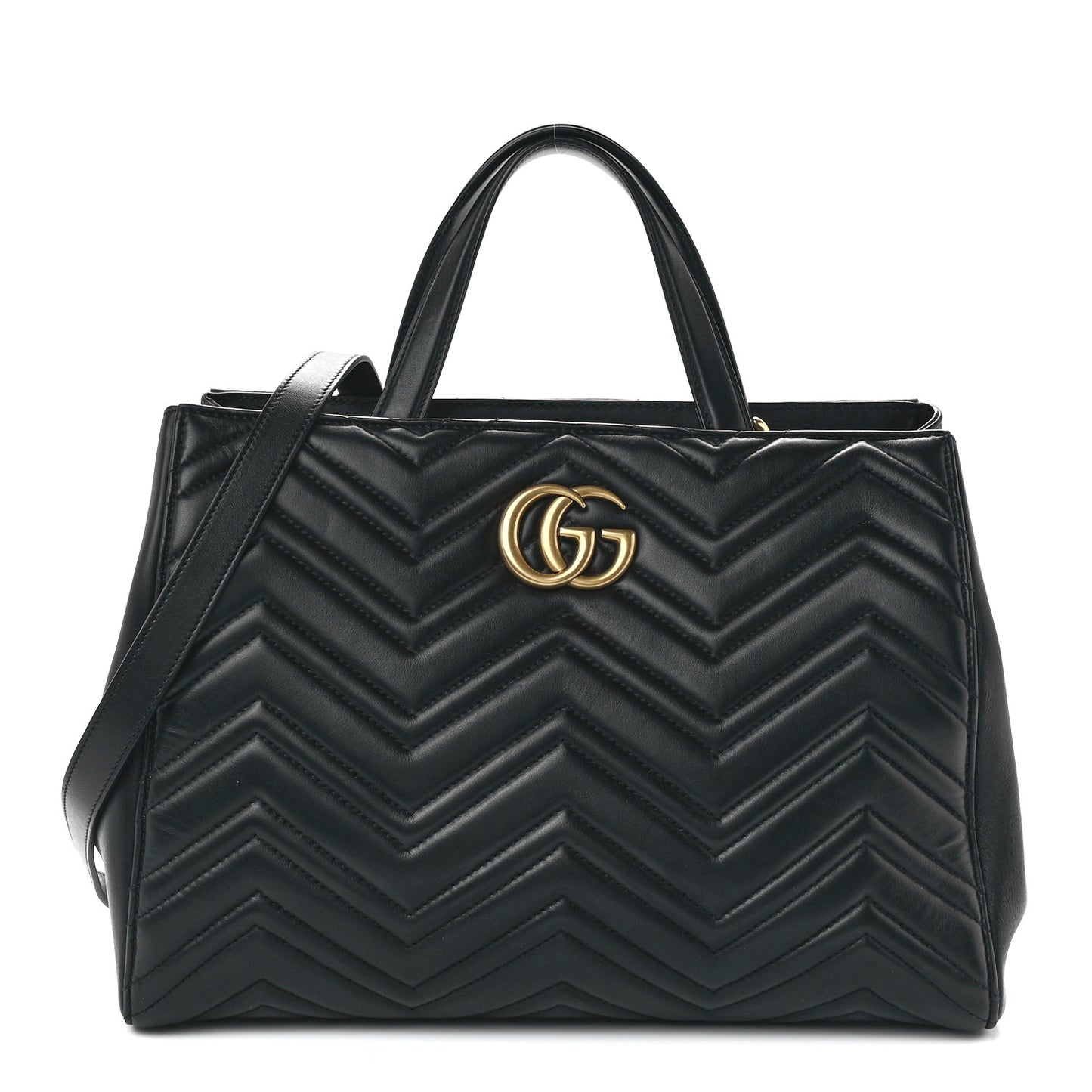 Calfskin Matelasse Medium GG Marmont Tote Black