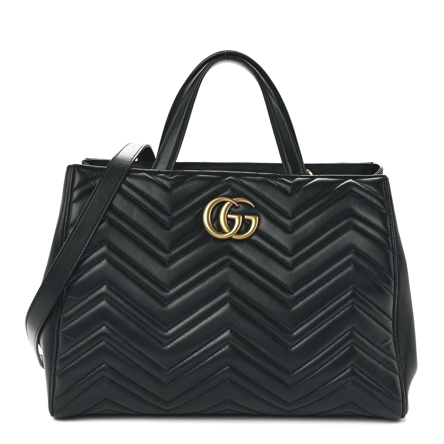 Gucci Calfskin Matelasse Medium GG Marmont Tote Black 1 of 12