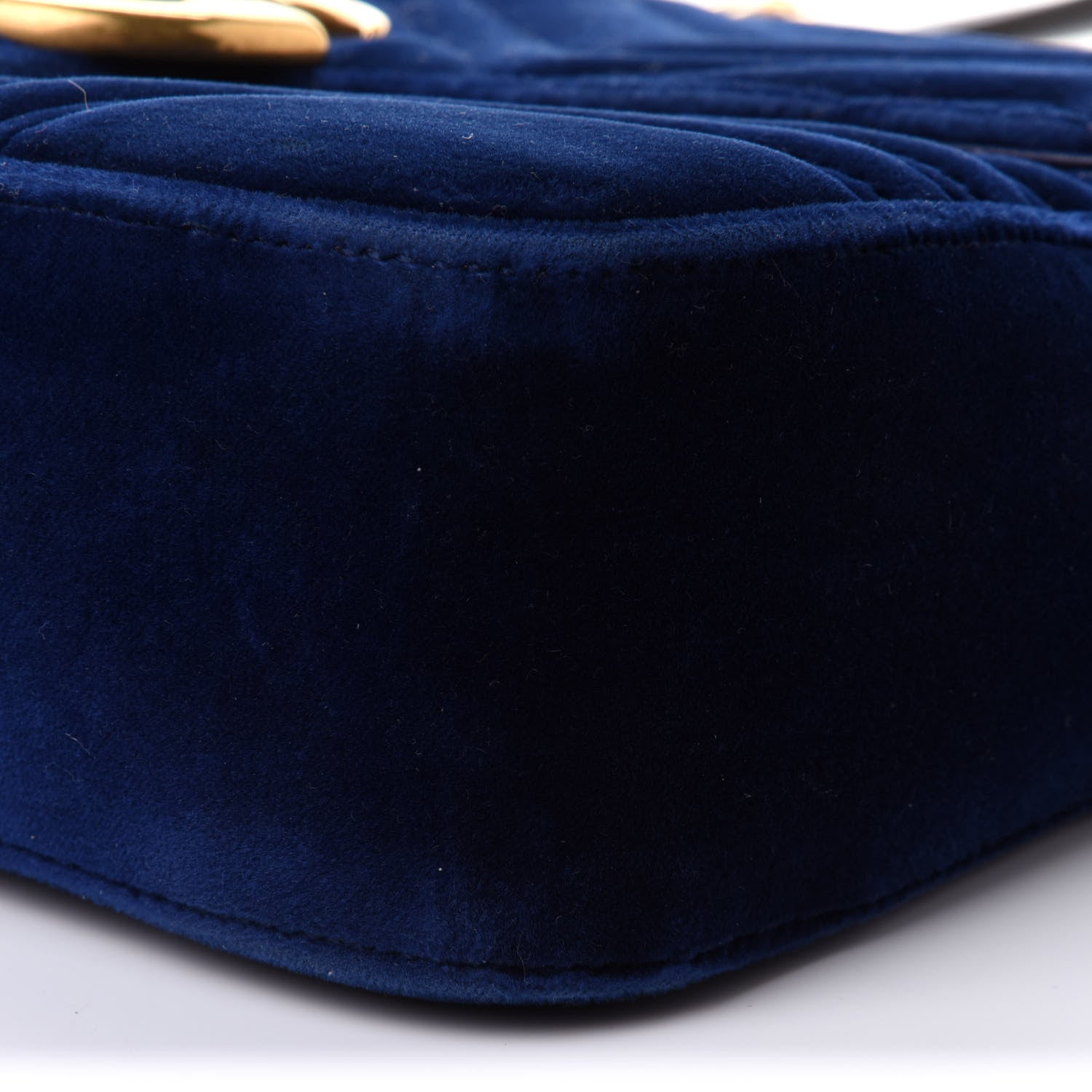 Gucci Velvet Matelasse Medium GG Marmont Shoulder Bag Cobalt Blue 11 of 11