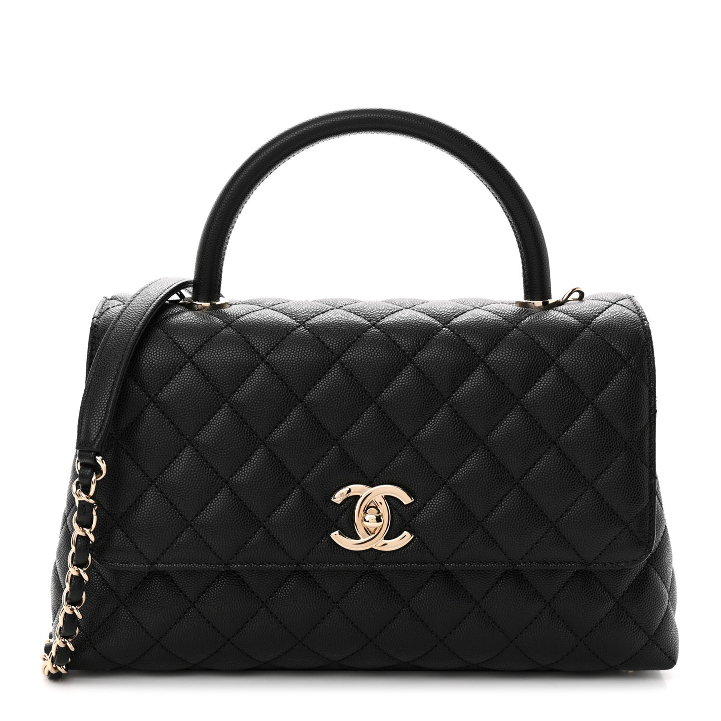 Caviar Quilted Small Coco Handle Flap Black