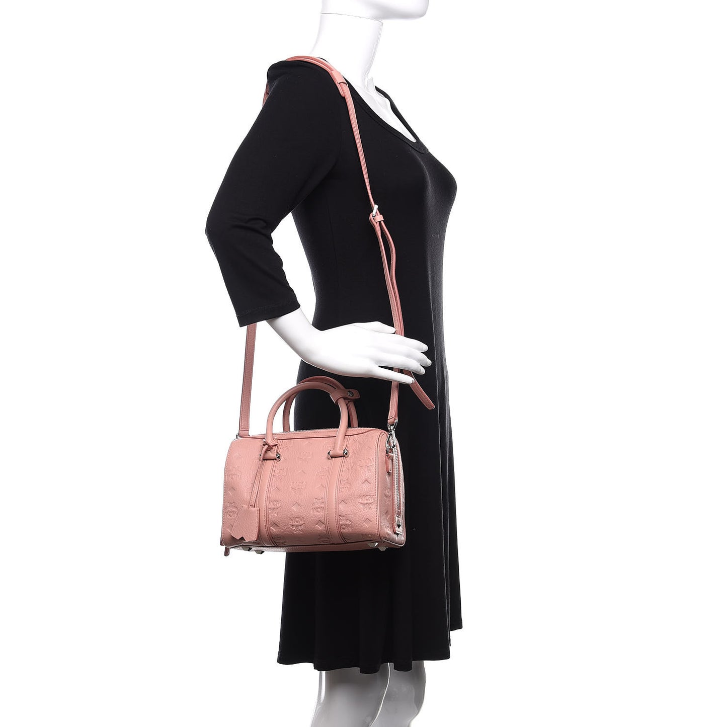 Calfskin Ottomar Monogram Small Boston Bag Pink
