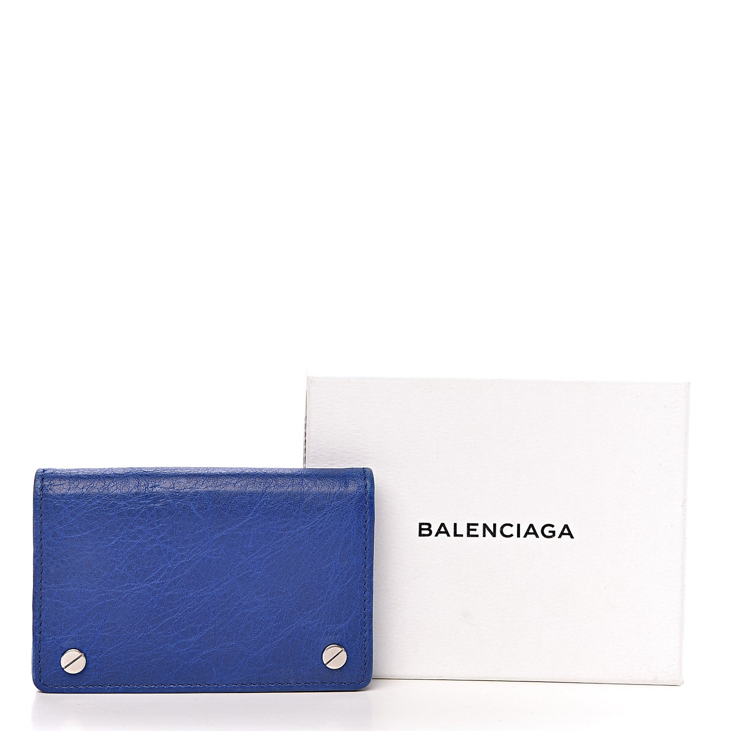 Agneau Arena Nappa Glover Flap Card Case Bleu Cobalt