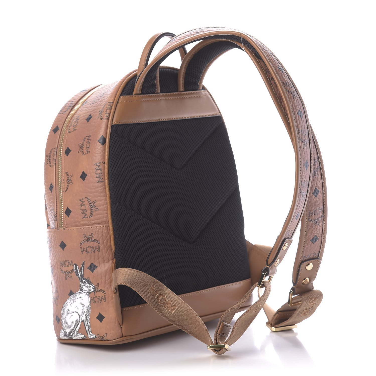 MCM Visetos Small Hide And Seek Rabbit Stark Backpack Cognac 2 of 9