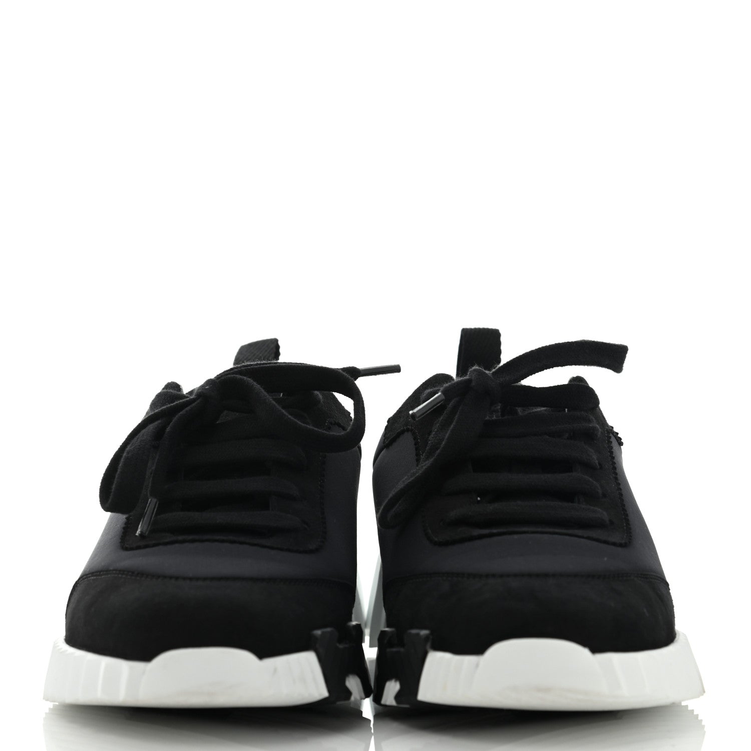 Hermes Technical Jersey Suede Goatskin Bouncing Sneakers 35.5 Black White 2 of 7