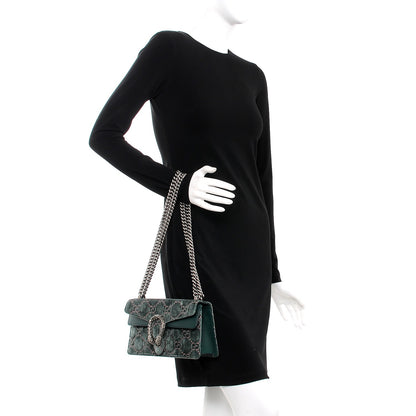 Gucci Velvet Moon Calfskin Crystal GG Monogram Small Dionysus Shoulder Bag Avio Dusty Pink Black Diamond 2 of 8