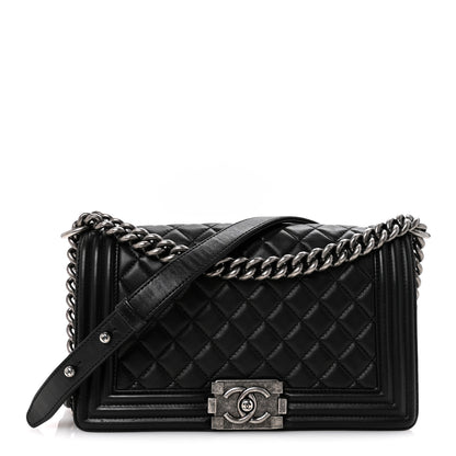 Chanel Lambskin Quilted Medium Boy Flap Black 1 of 14