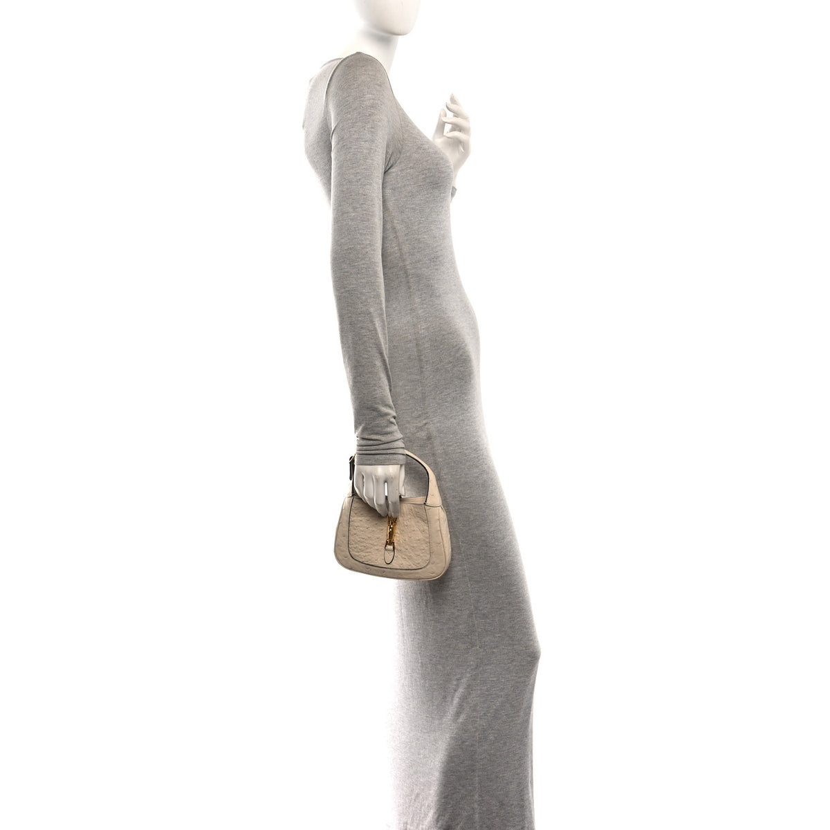 Gucci Ostrich Mini Jackie 1961 Hobo Ivoire 2 of 11
