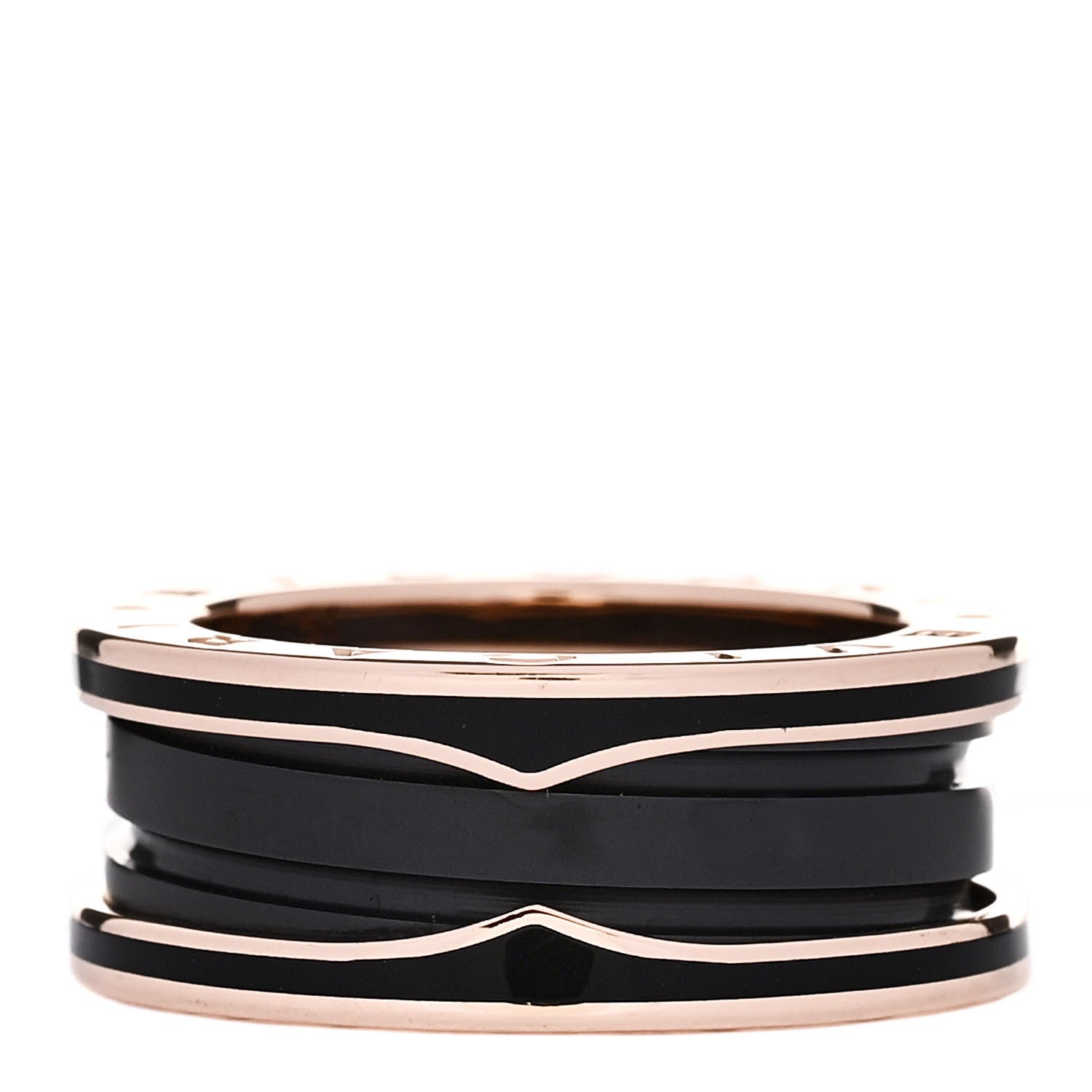 Bulgari 18K Rose Gold Black Ceramic Matte B.Zero1 Two-Band Ring 51 5.75 1 of 6