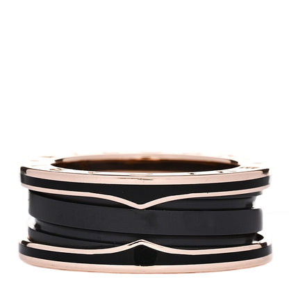 Bulgari 18K Rose Gold Black Ceramic Matte B.Zero1 Two-Band Ring 51 5.75 1 of 6