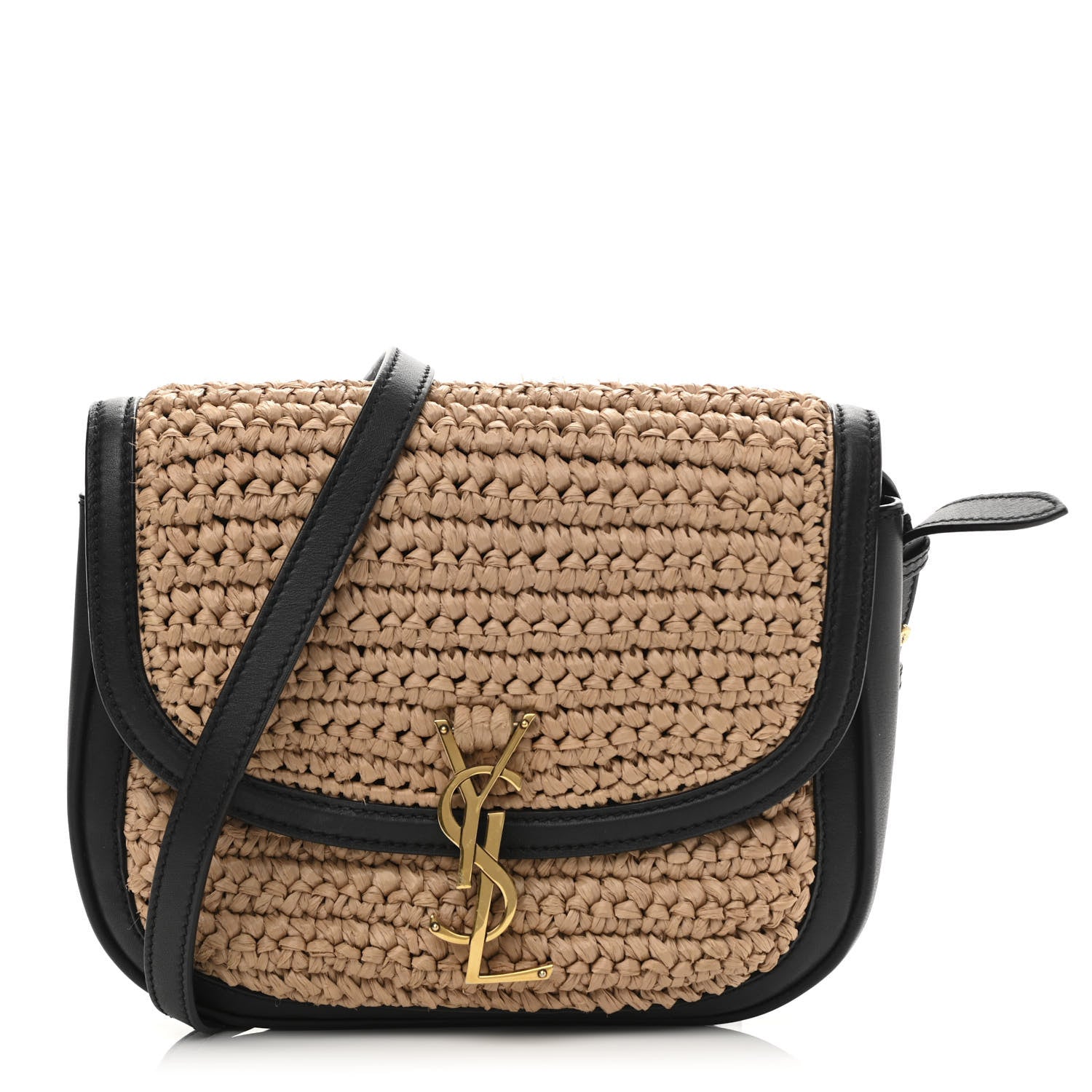 Saint Laurent Woven Raffia Monogram Kaia Satchel Tan 1 of 12
