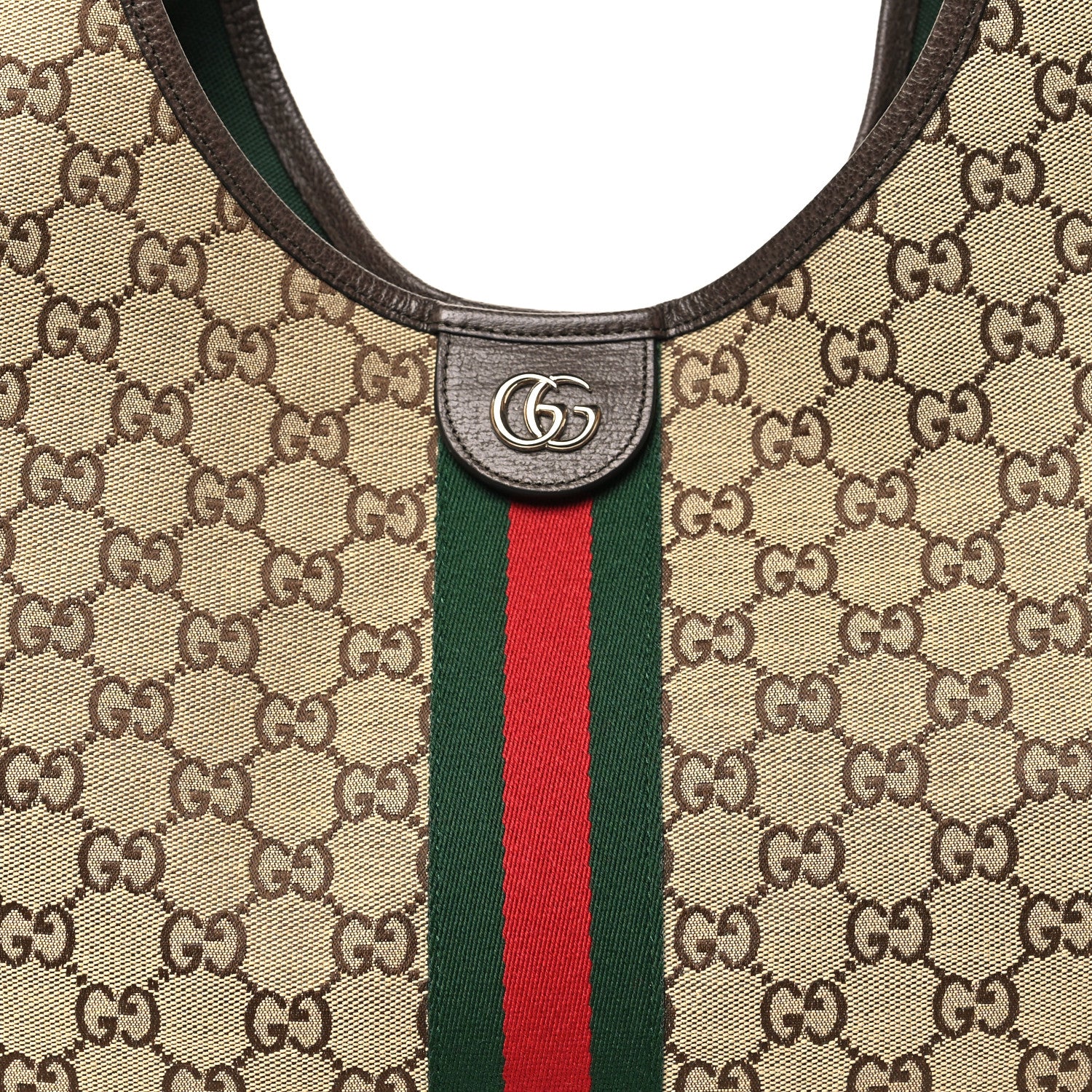 Gucci GG Monogram Web Large Giglio Tote Beige Brown 8 of 10