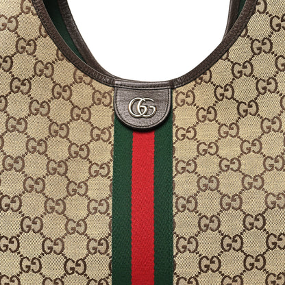Gucci GG Monogram Web Large Giglio Tote Beige Brown 8 of 10