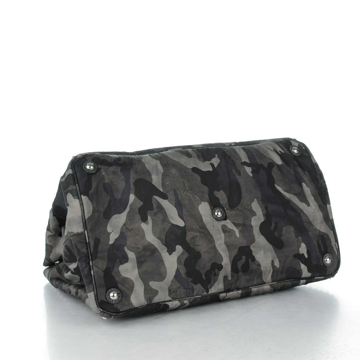 Tessuto Nylon Studded Camouflage Tote Fumo
