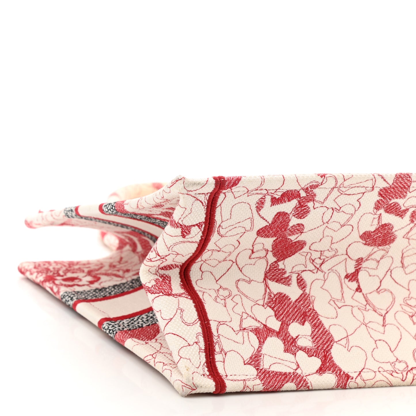 Canvas Embroidered Medium Dioramour D-Royaume Book Tote Red Multicolor