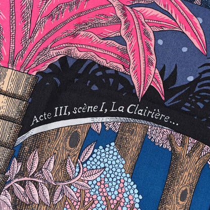 Hermes Cashmere Silk Acte III Scene I La Clairiere Shawl 140 Marine Rose Vif Blue Jean 3 of 7