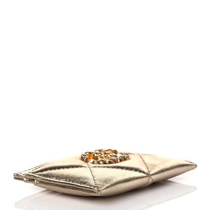 Chanel Metallic Lambskin Quilted Chanel 19 Card Holder Gold 4 of 11