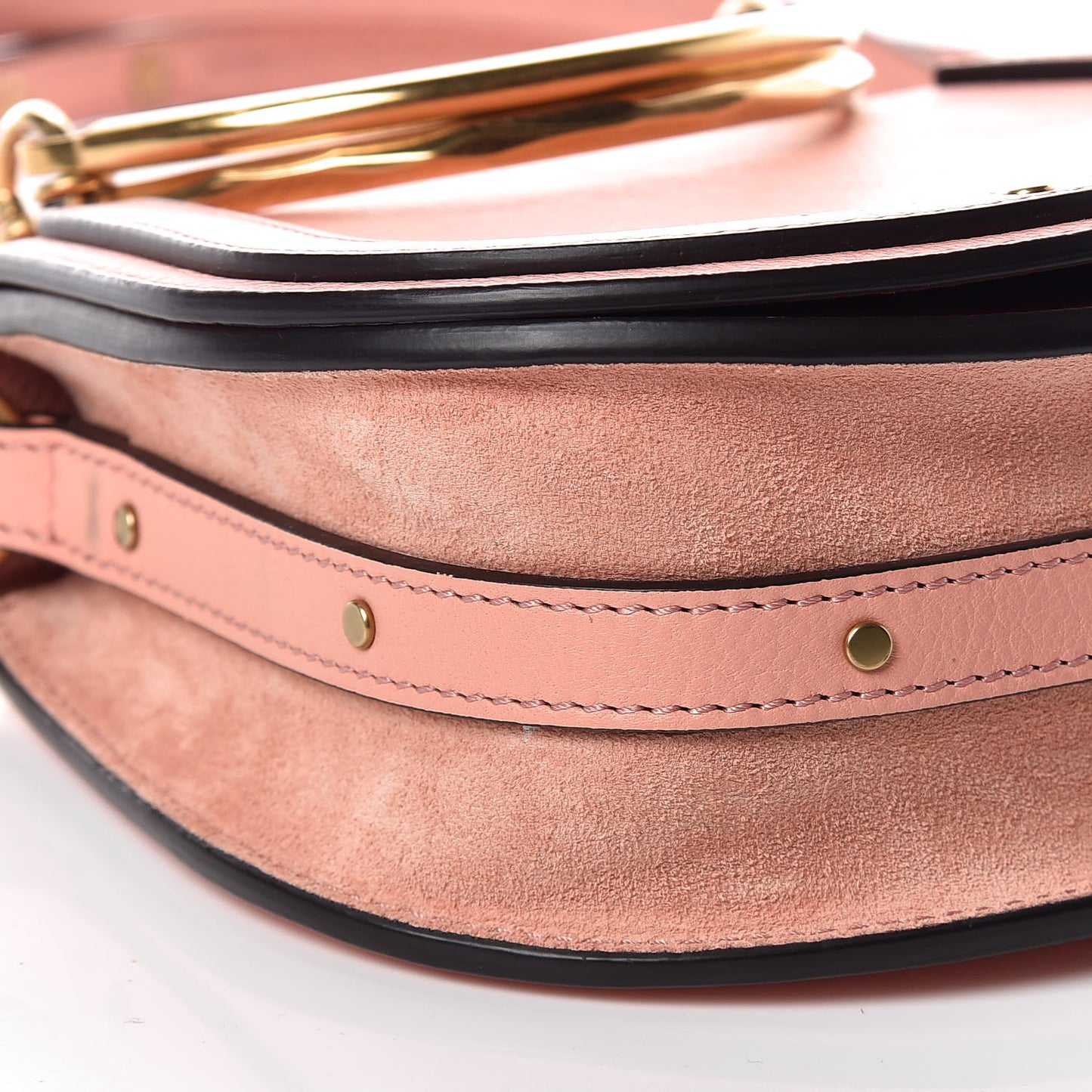 Calfskin Suede Small Nile Bracelet Bag Washed Pink