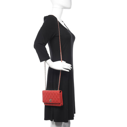 Chanel Lambskin Quilted Trendy CC Wallet On Chain WOC Red 2 of 12
