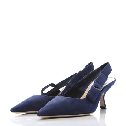 Christian Dior Suede Sweet D Sling-Back Ballet Pumps 37 Indigo 3 of 10