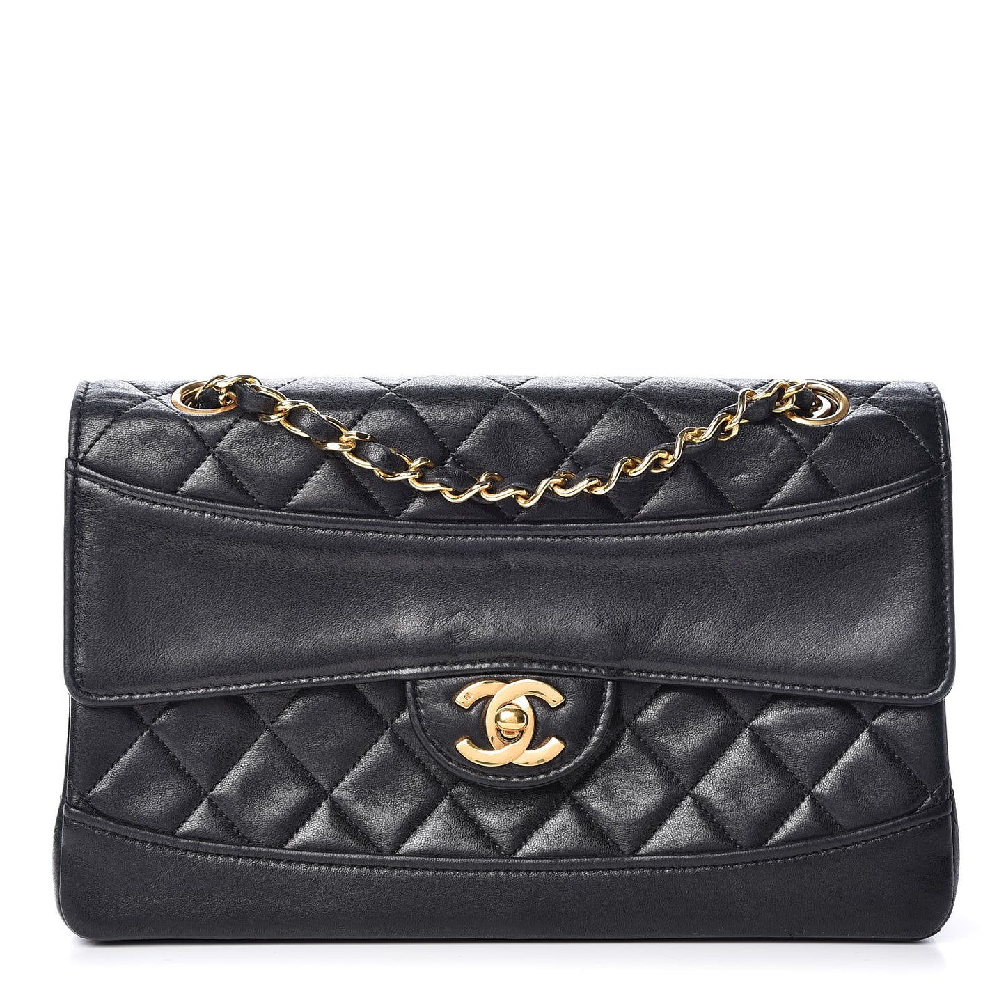 Lambskin Quilted Small Single Flap Black