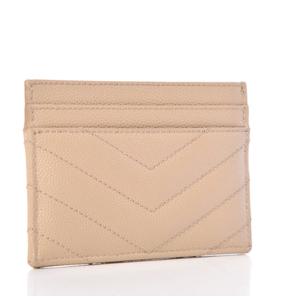 Saint Laurent Grain De Poudre Matelasse Chevron Monogram Credit Card Case Nude Powder 3 of 8