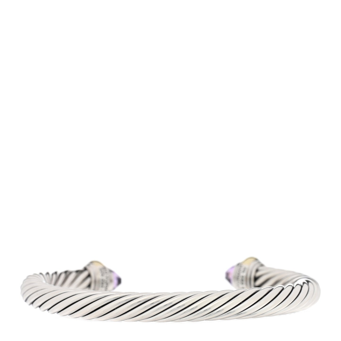 Sterling Silver 14K Yellow Gold Amethyst 5mm Cable Classics Bracelet