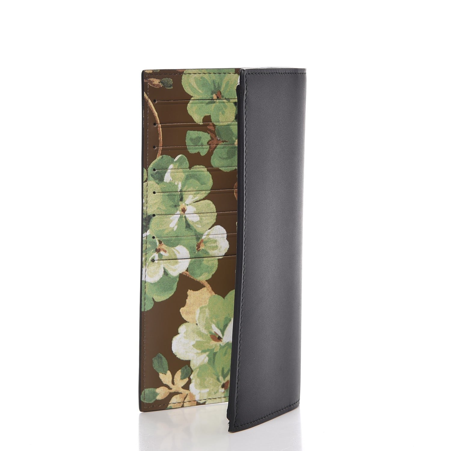 Gucci Calfskin Blooms Long Wallet Black 3 of 8