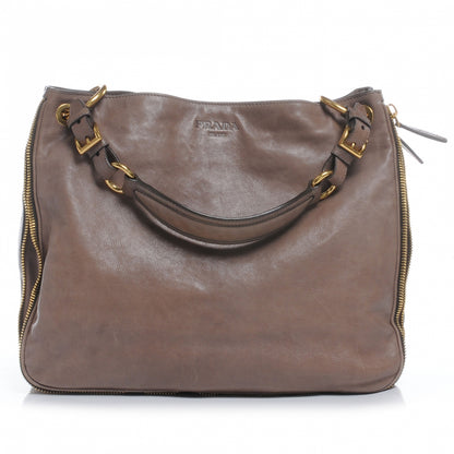Prada Glace Calf Zippers Shoulder Bag Argilla 1 of 9