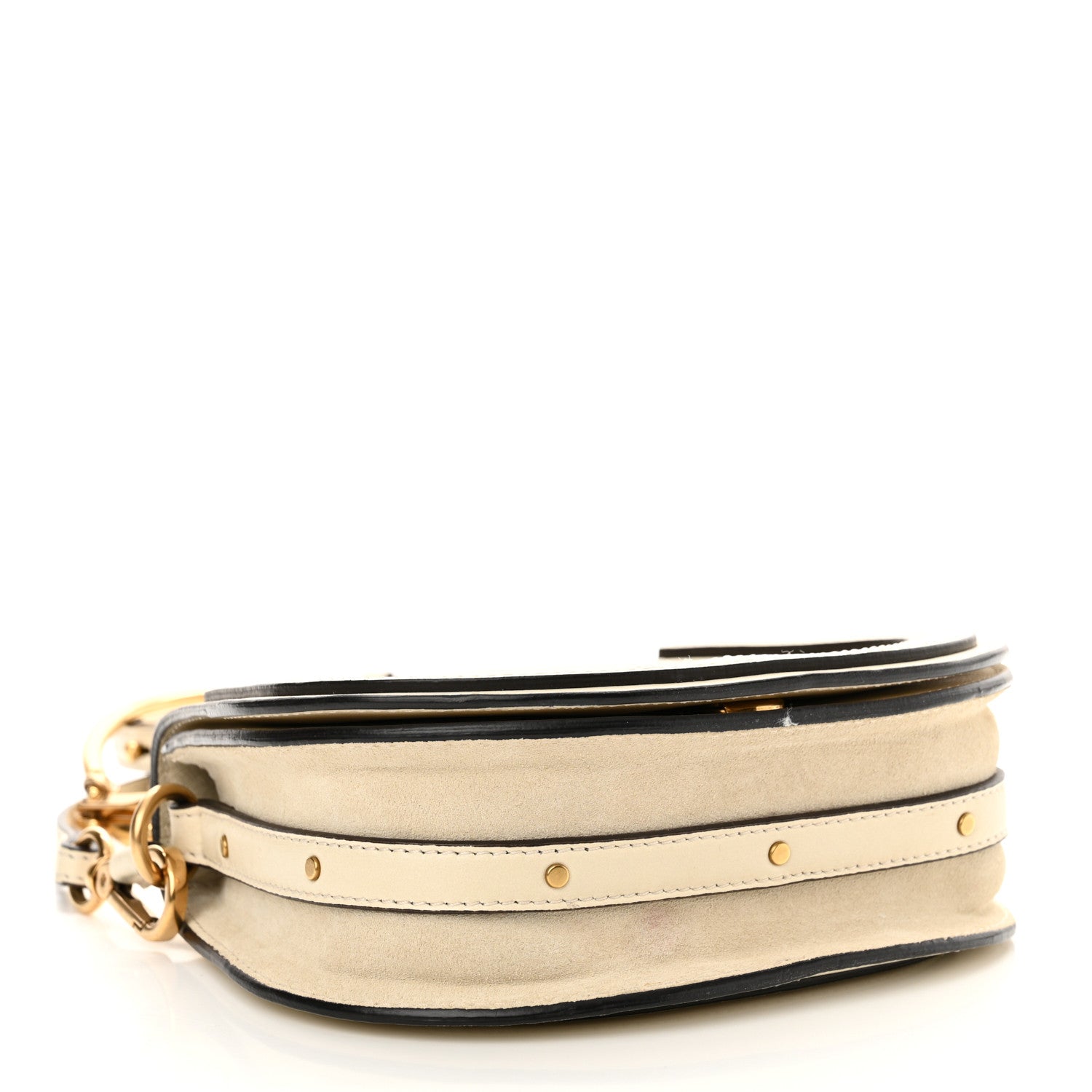 Chloe Calfskin Suede Small Nile Bracelet Bag Off White 4 of 13