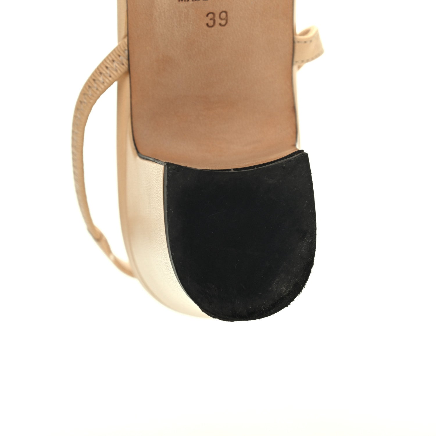 Chanel Goatskin Grosgrain Cap Toe CC Slingback Pumps 39 Beige Black 15 of 16