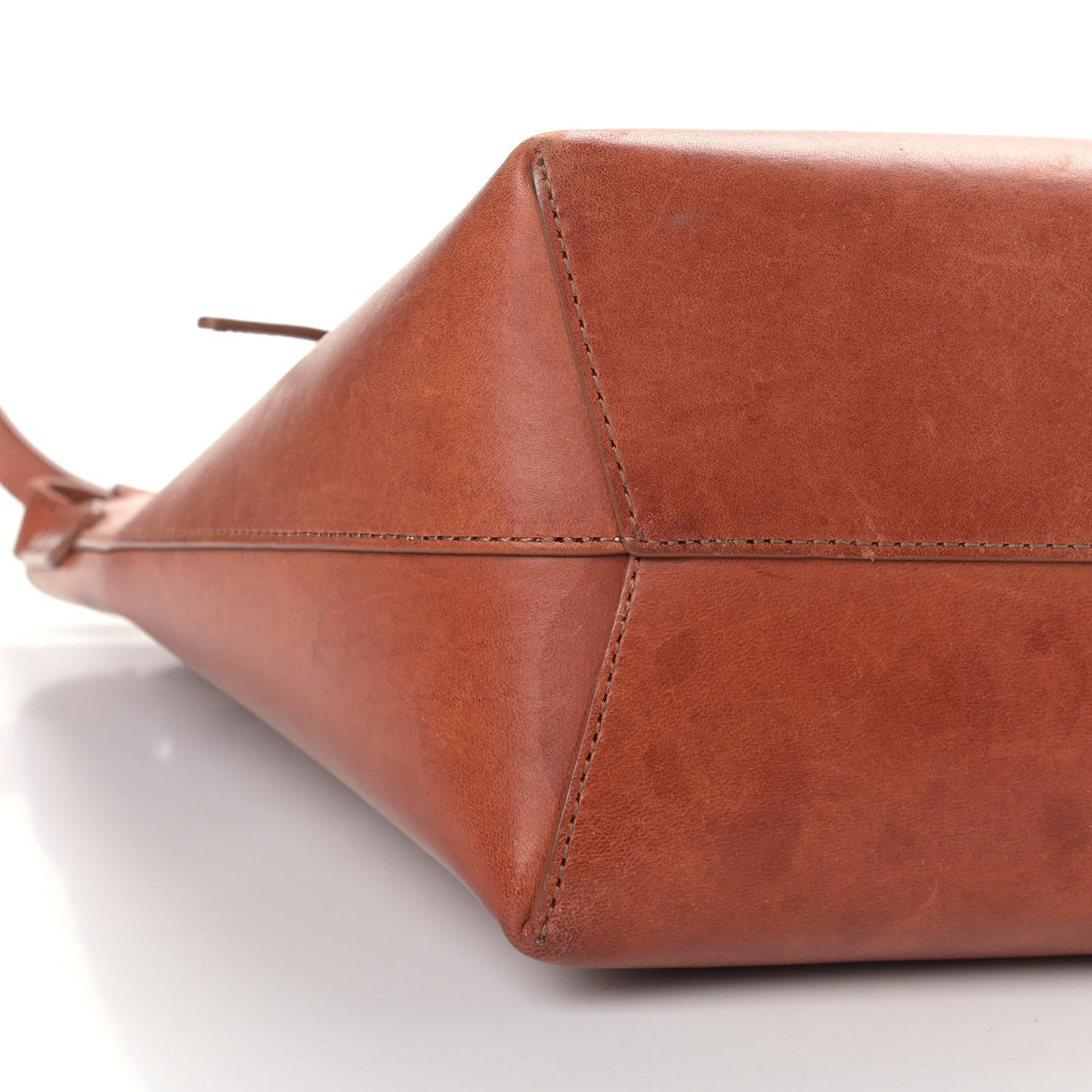 Vegetable Tanned Calfskin Mini Bucket Bag Brandy Natural