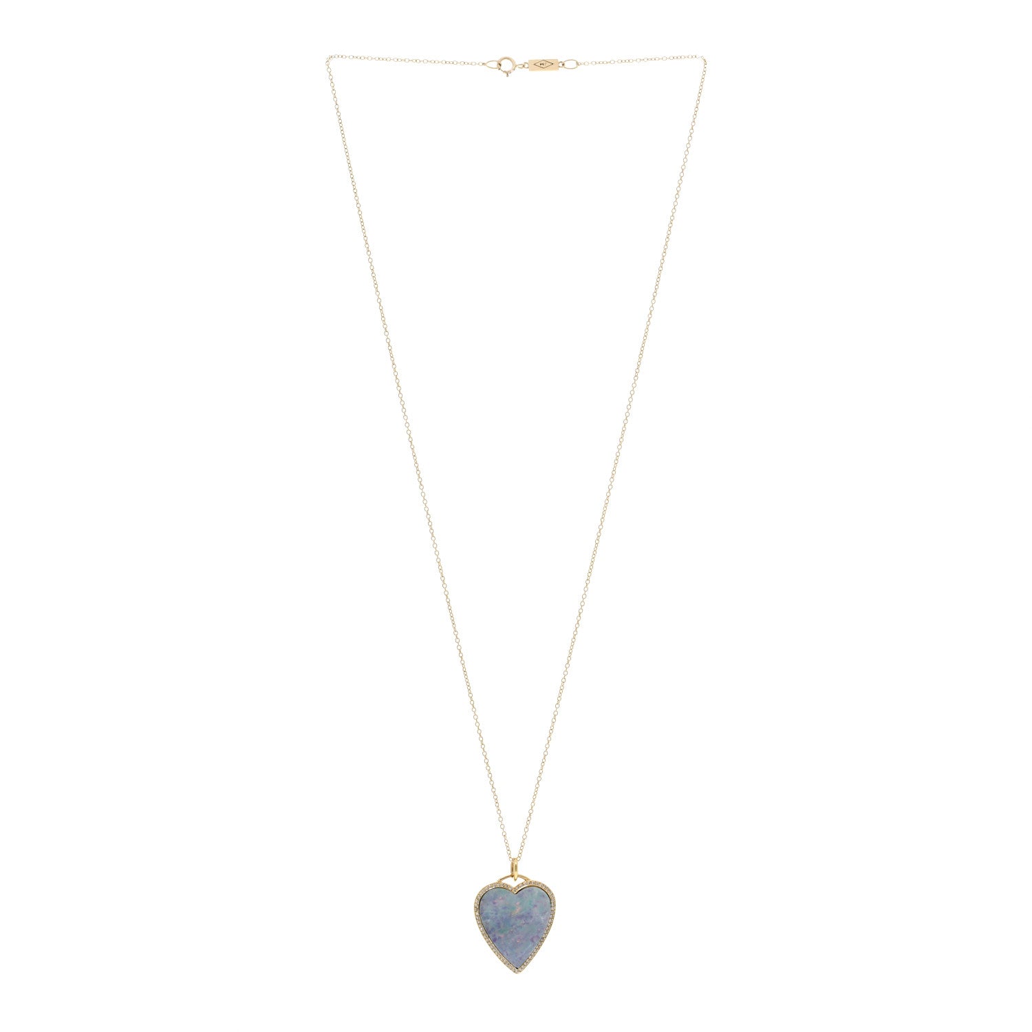 Jennifer Meyer 18K Yellow Gold Diamond Red Boulder Opal Heart Pendant Necklace 3 of 5