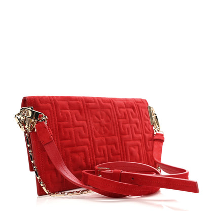 Versace Suede Quilted The Greek Crossbody Clutch Red 5 of 21