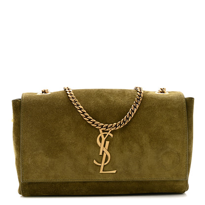 Saint Laurent Smooth Calfskin Suede Small Reversible Monogram Kate Satchel Loden Green 1 of 12