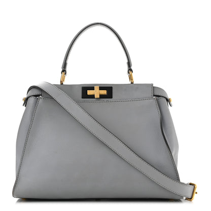 Fendi Vitello Seta Shiny Nappa Medium Peekaboo Iconic Satchel Ardesia Amido 1 of 13